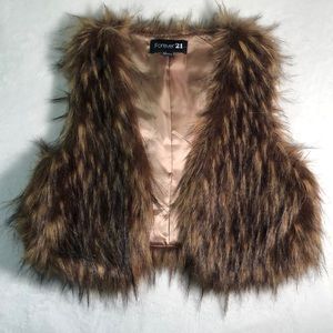 Forever 21 Fur Vest Brown/Black